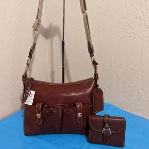 Dooney Bourke Mahogany Florentine Crossbody Mail Shoulderbag w,/DB Match Wallet